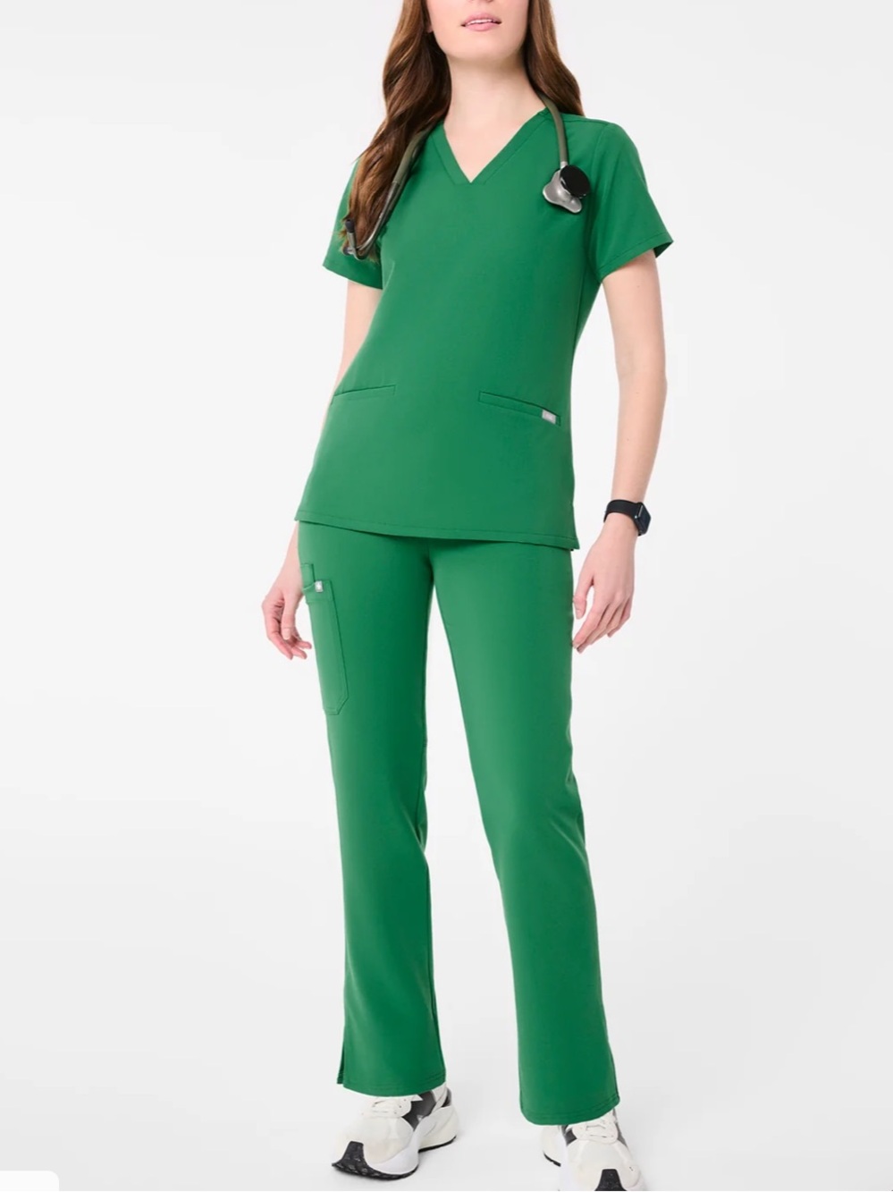 Figs Casma Women's Scrub Top in Hunter Green - 3XL